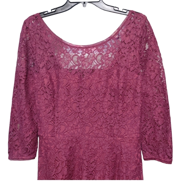 White House Black Market Purple Lace 3/4 Sleeve Mini Dress Women's Size 10 - Picture 3 of 9